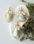 Three different jade and freshwater pearl pendants, natural stone variation reference, handmade jewelry