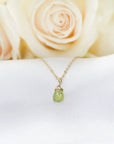 Minimalist peridot necklace — dainty 14k gold filled August birthstone pendant, handmade crystal jewelry for women, Toronto artisan