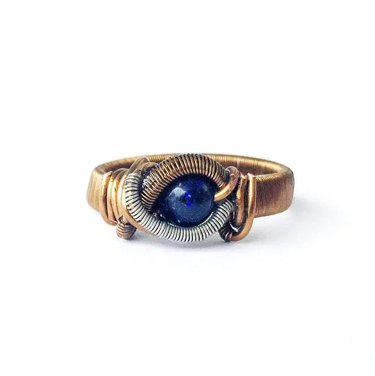 Natural Black Opal Ring - October Birthstone DesignsbyNatureGems