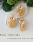 Natural citrine crystal variation showing different sizes shapes and golden color shades - each citrine pearl necklace pendant is unique and one of a kind