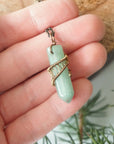 Natural Green Aventurine Antique Bronze Crystal Pendant Necklace Hexagonal Designs by Nature Gems