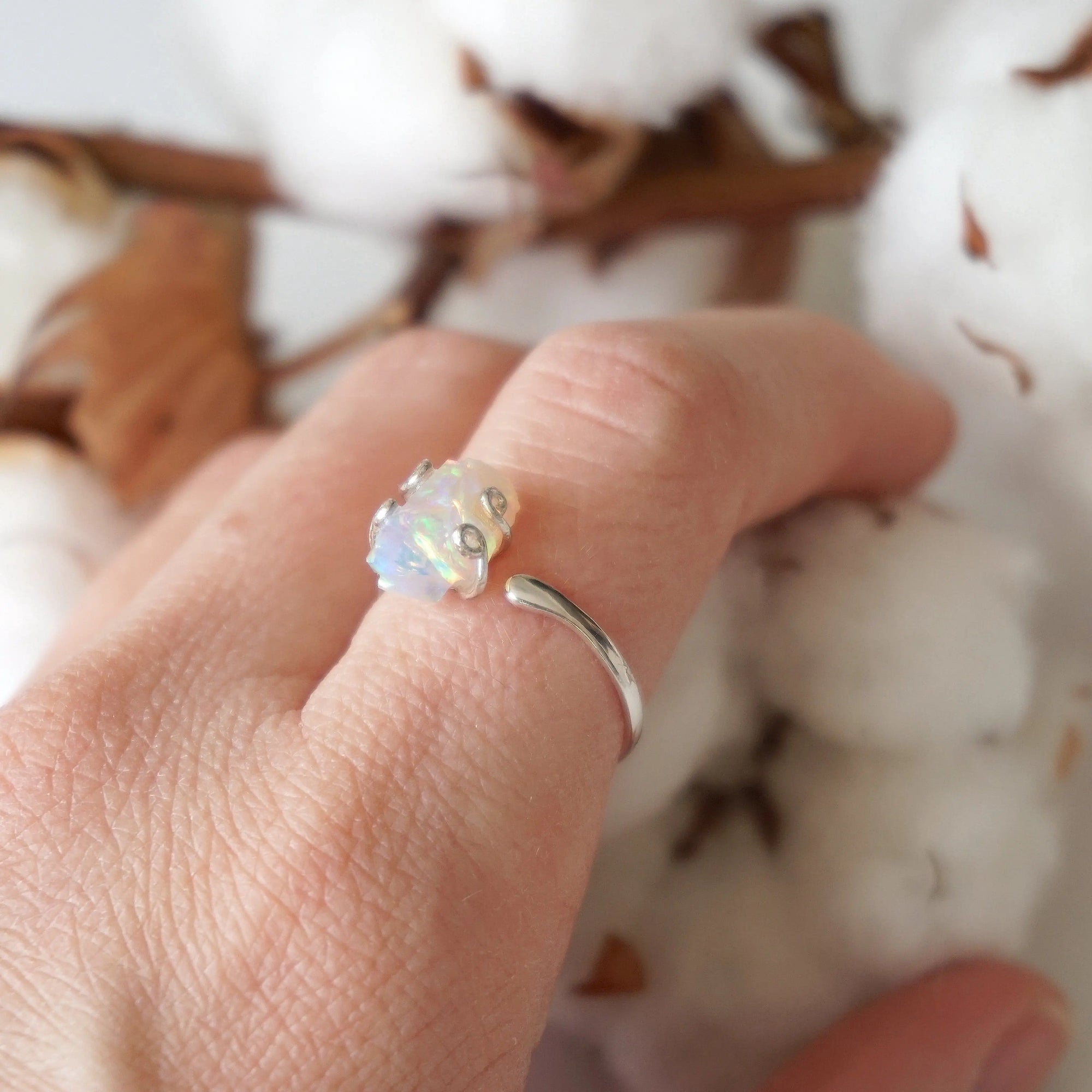 Fire Opal Sterling Silver Adjustable Ring DesignsbyNatureGems