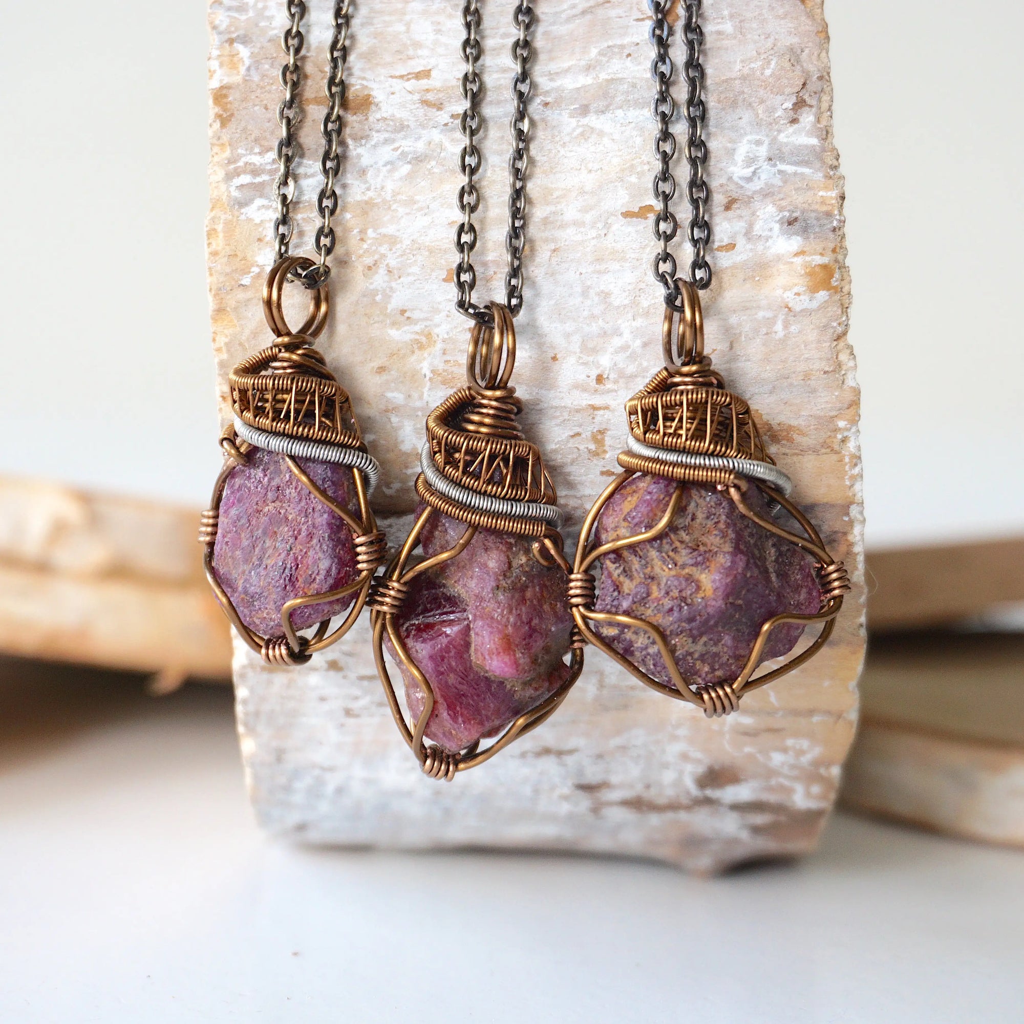 (NEW) Raw Ruby - Antique Bronze Pendant Designs by Nature Gems