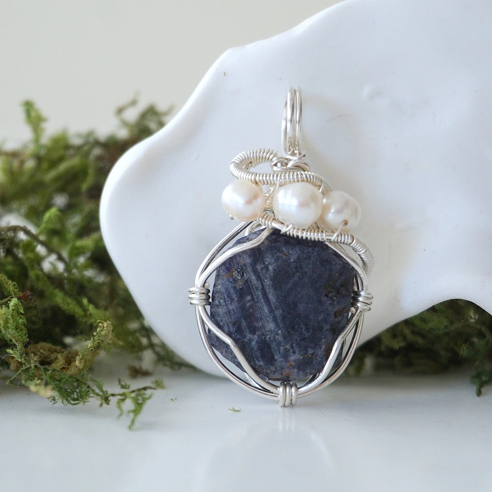 (NEW) Sapphire and Pearl - Sterling Silver Necklace Designs by Nature Gems