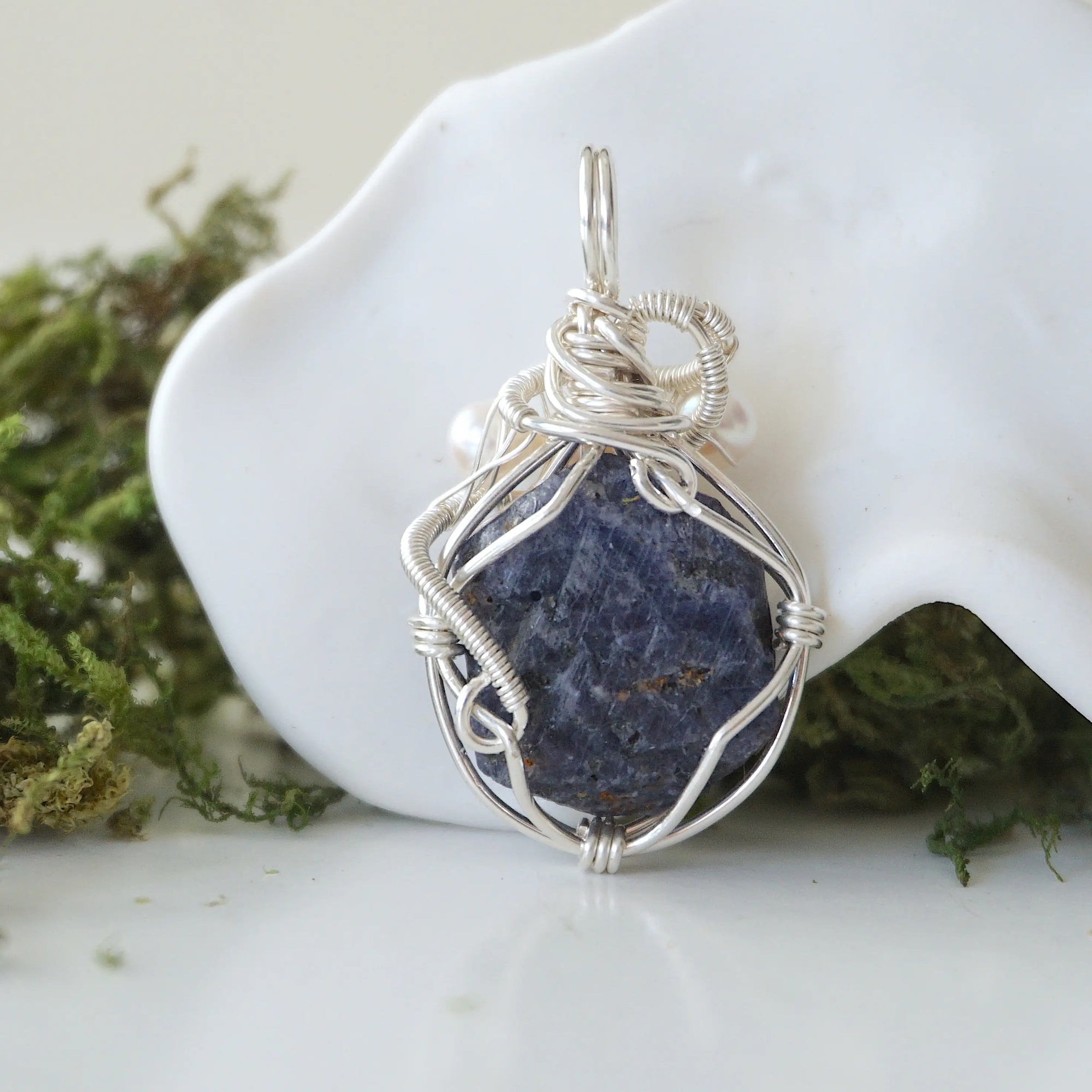 (NEW) Sapphire and Pearl - Sterling Silver Necklace Designs by Nature Gems