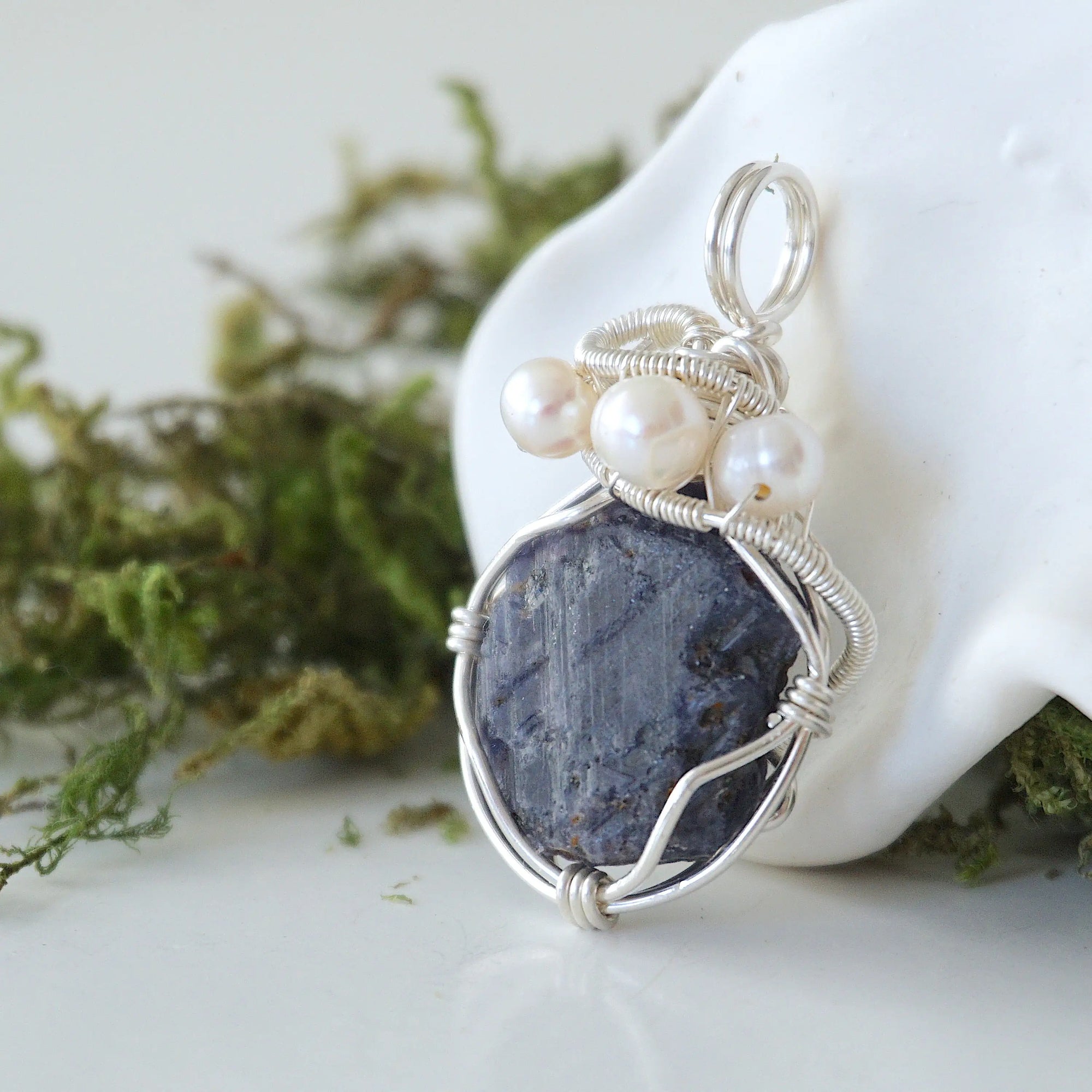 (NEW) Sapphire and Pearl - Sterling Silver Necklace Designs by Nature Gems