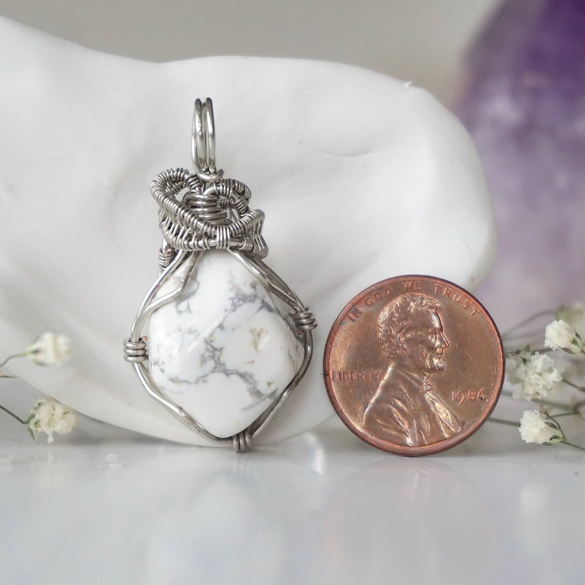 (NEW) White Howlite Pendant - Necklace Designs by Nature Gems