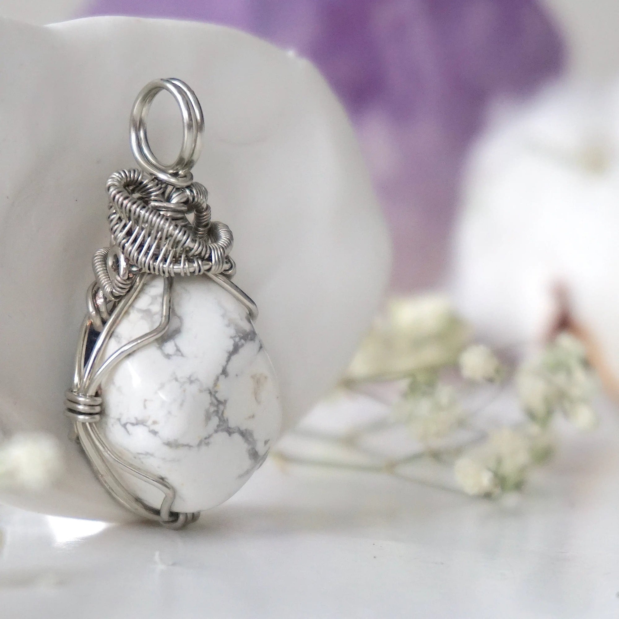 (NEW) White Howlite Pendant - Necklace Designs by Nature Gems