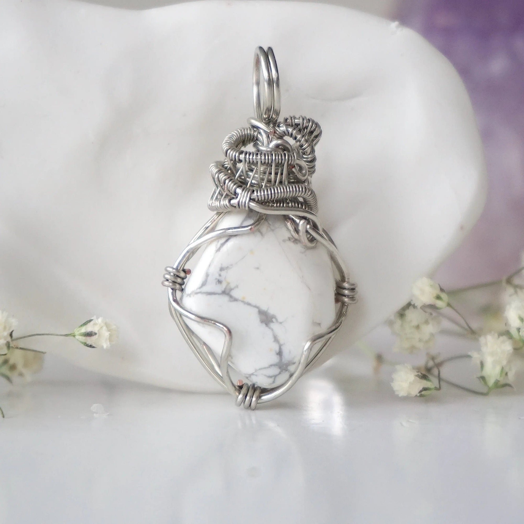 (NEW) White Howlite Pendant - Necklace Designs by Nature Gems