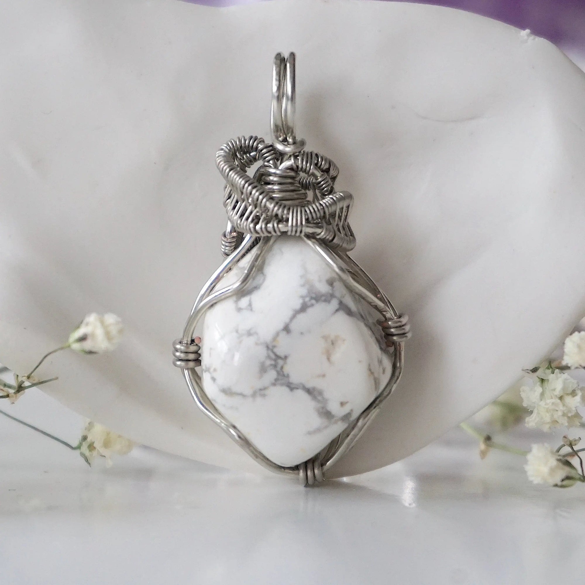 (NEW) White Howlite Pendant - Necklace Designs by Nature Gems