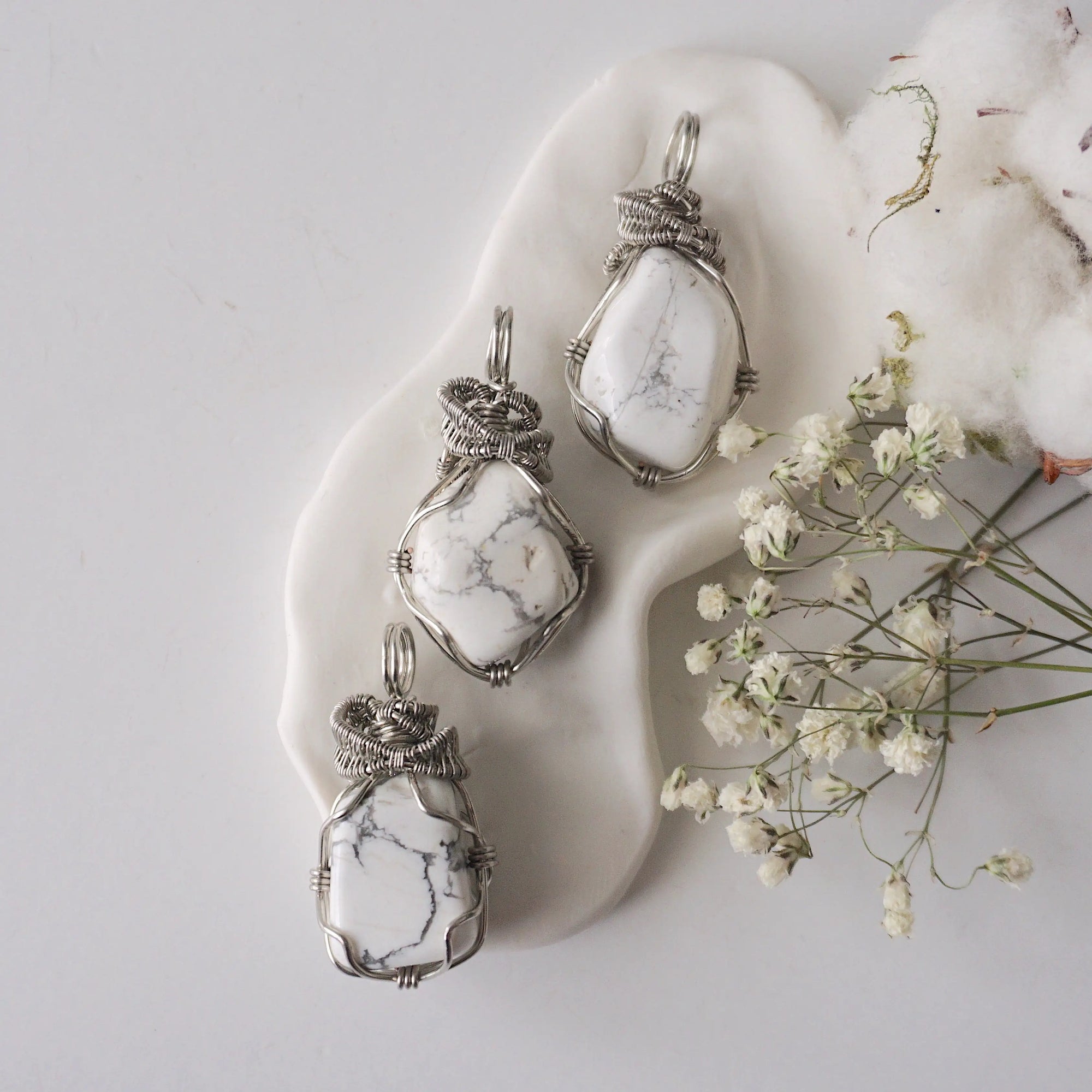 (NEW) White Howlite Pendant - Necklace Designs by Nature Gems
