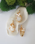 Three different opal and freshwater pearl pendants, natural stone variation reference, handmade jewelry