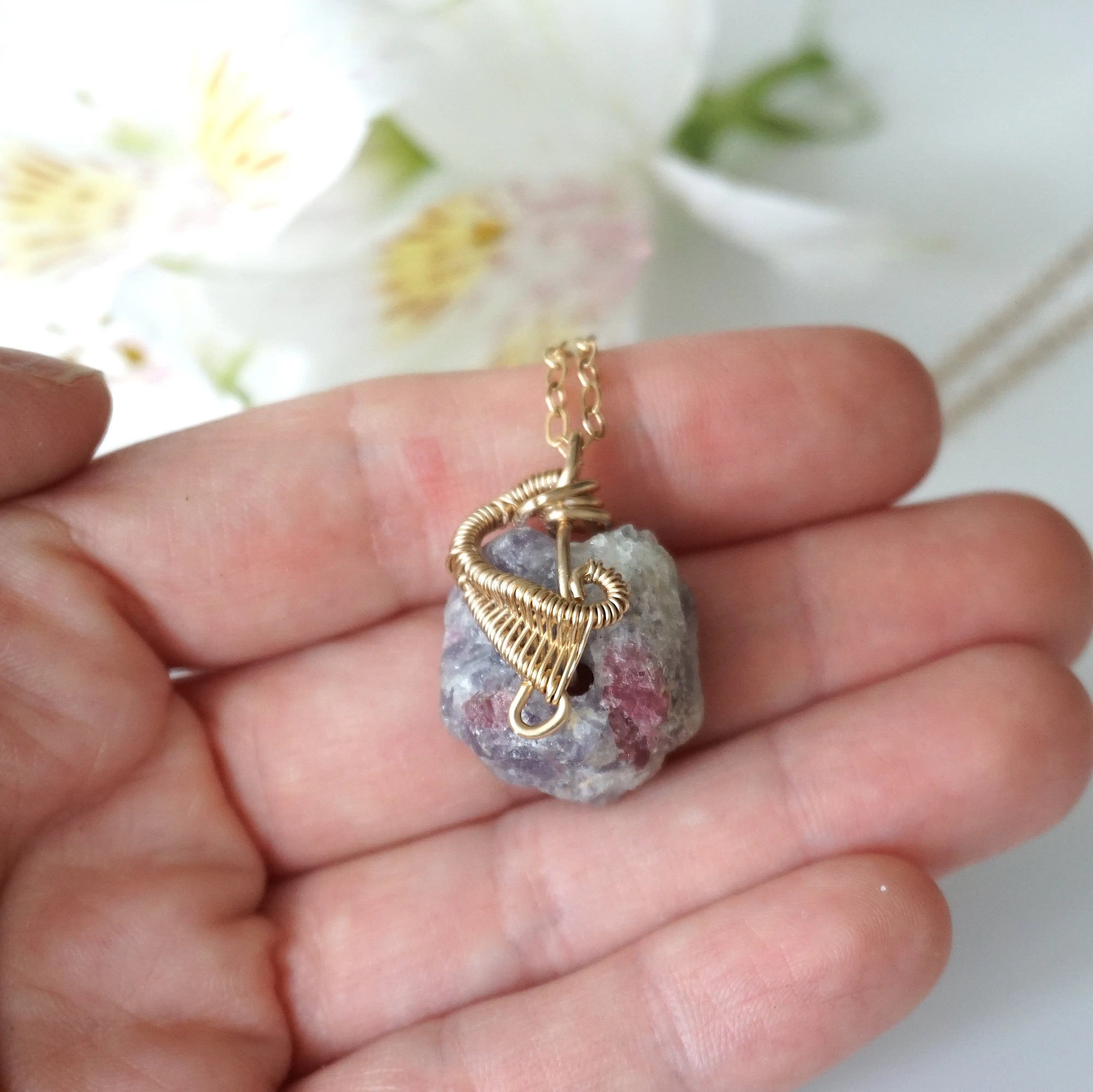 Pink Tourmaline Necklace - 14K Gold-Filled DesignsbyNatureGems