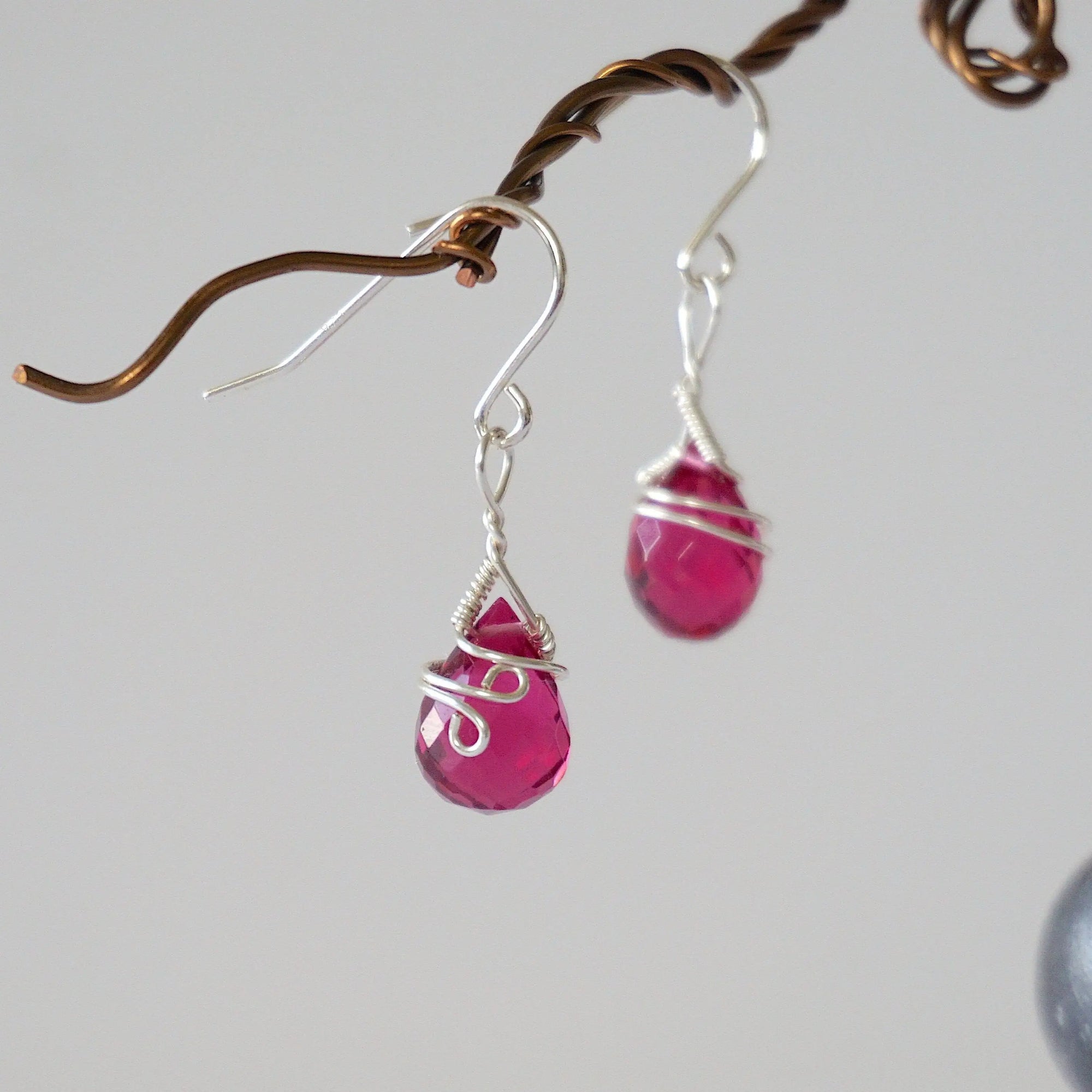Pink Tourmaline Sterling Silver Drop Earring Designs by Nature Gems