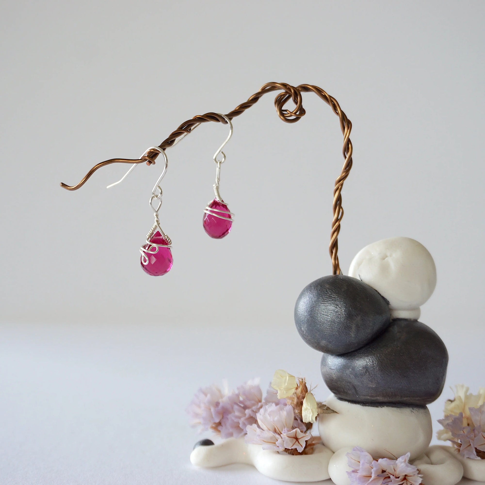 Pink Tourmaline Sterling Silver Drop Earring Designs by Nature Gems
