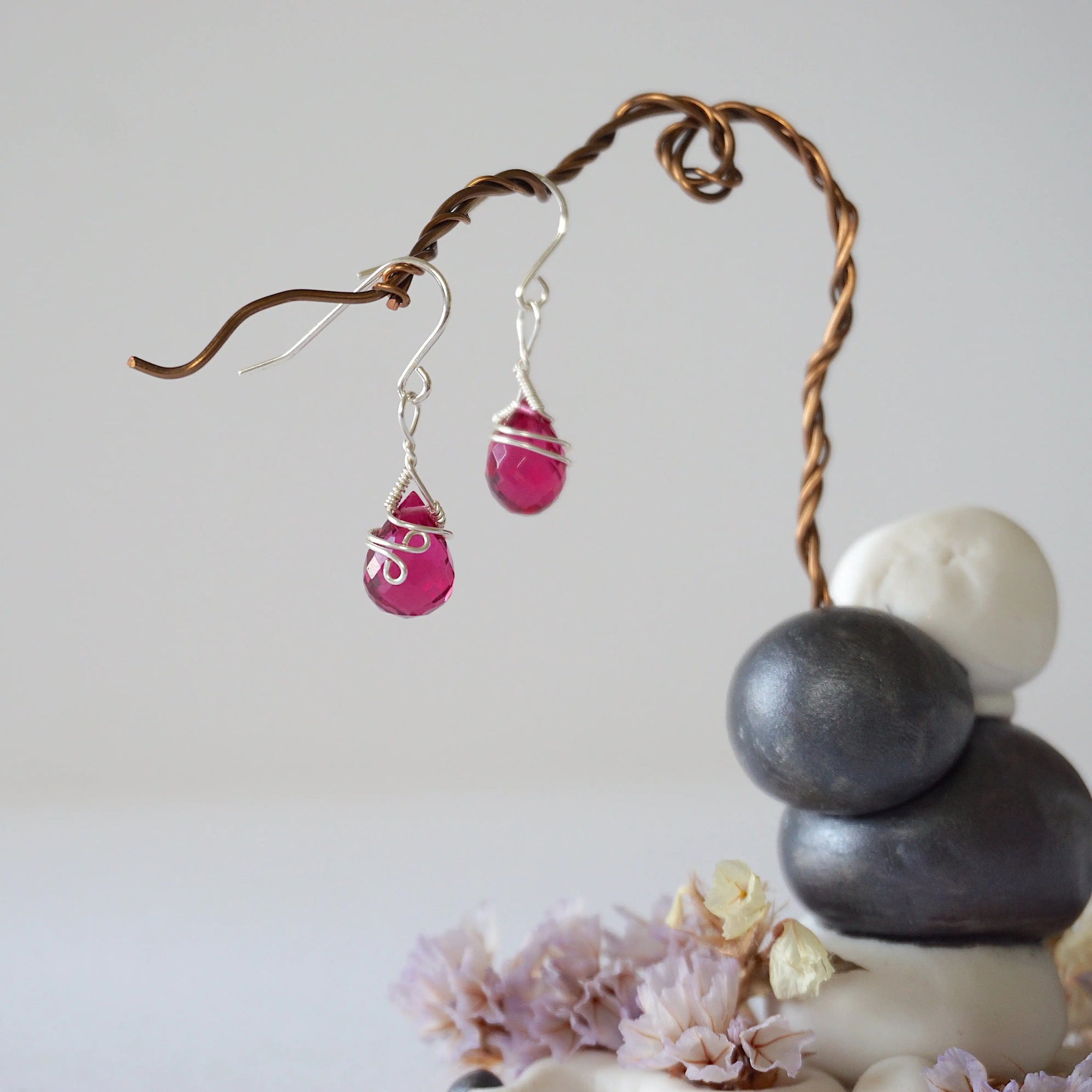 Pink Tourmaline Sterling Silver Drop Earring Designs by Nature Gems