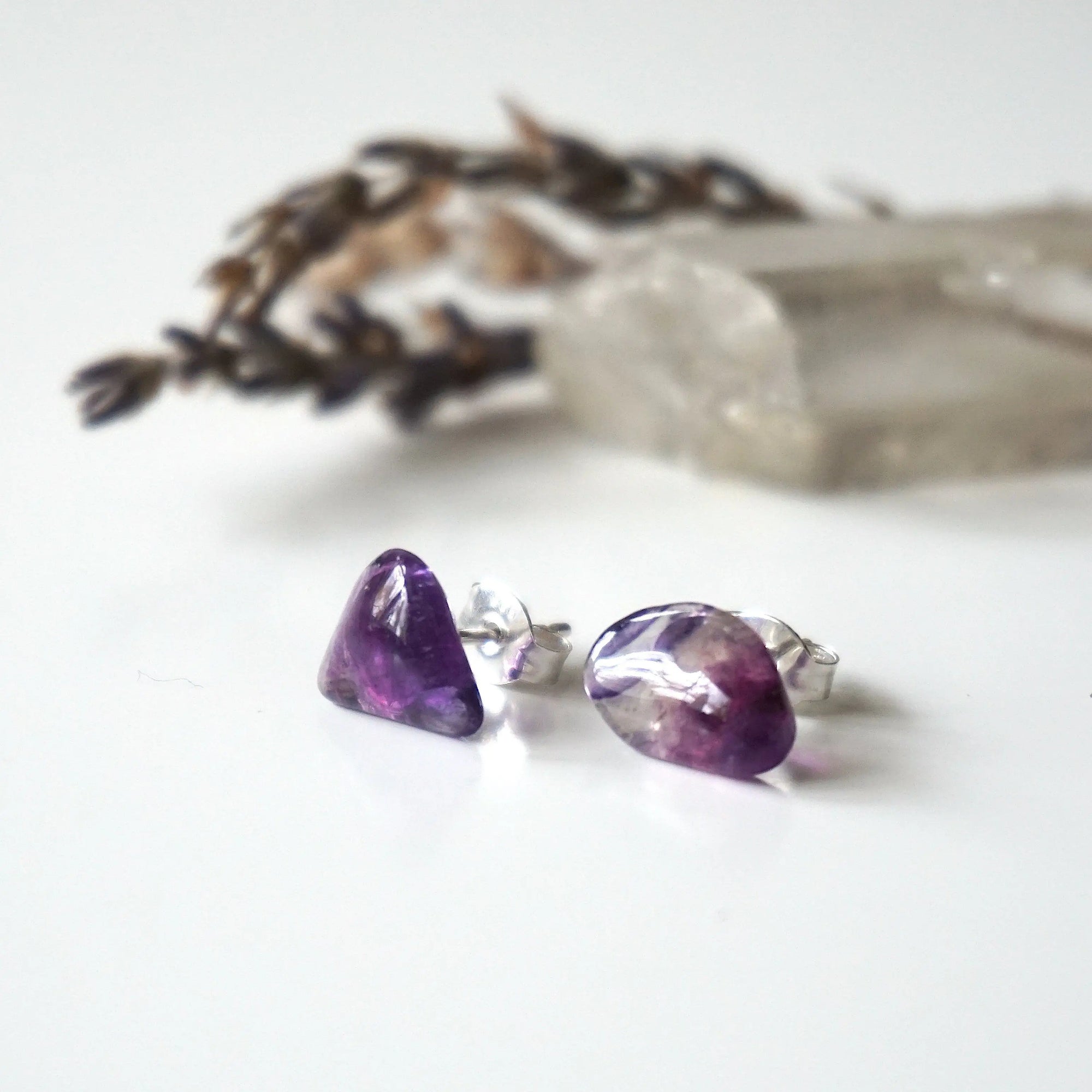 Purple Fluorite Stud Earrings Designs by Nature Gems