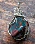 Raw Bloodstone Necklace - Wire Wrapped March Birthstone Pendant DesignsbyNatureGems