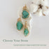 Three raw emerald pendants in 14k gold filled, showing natural variation in size, shape, and color. Handcrafted May birthstone jewelry by Designs by Nature Gems.