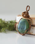 Raw Green BC Jade Necklace - Antique Bronze and Gold DesignsbyNatureGems