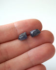 Raw Iolite Sapphire Crystal Earrings - September Birthstone DesignsbyNatureGems