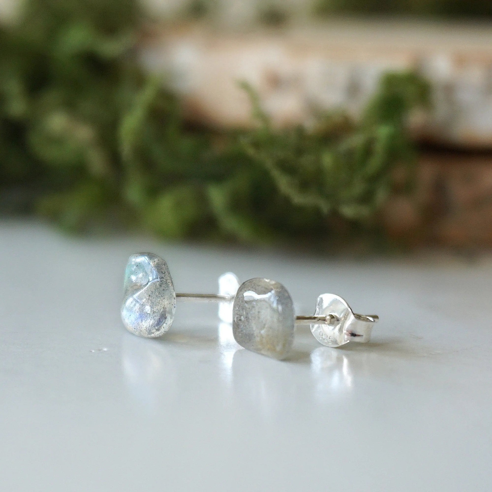 Raw Labradorite Stud Earrings DesignsbyNatureGems