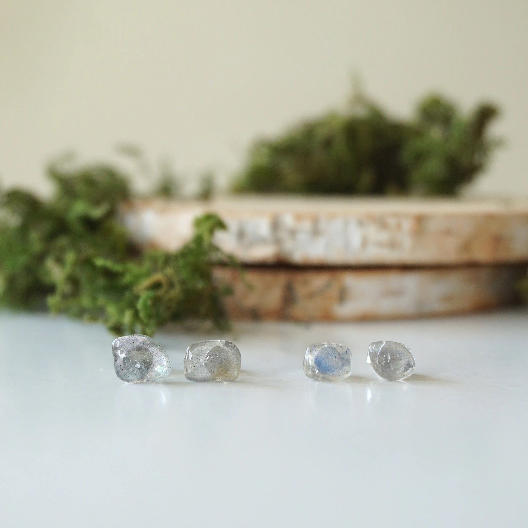 Raw Labradorite Stud Earrings DesignsbyNatureGems