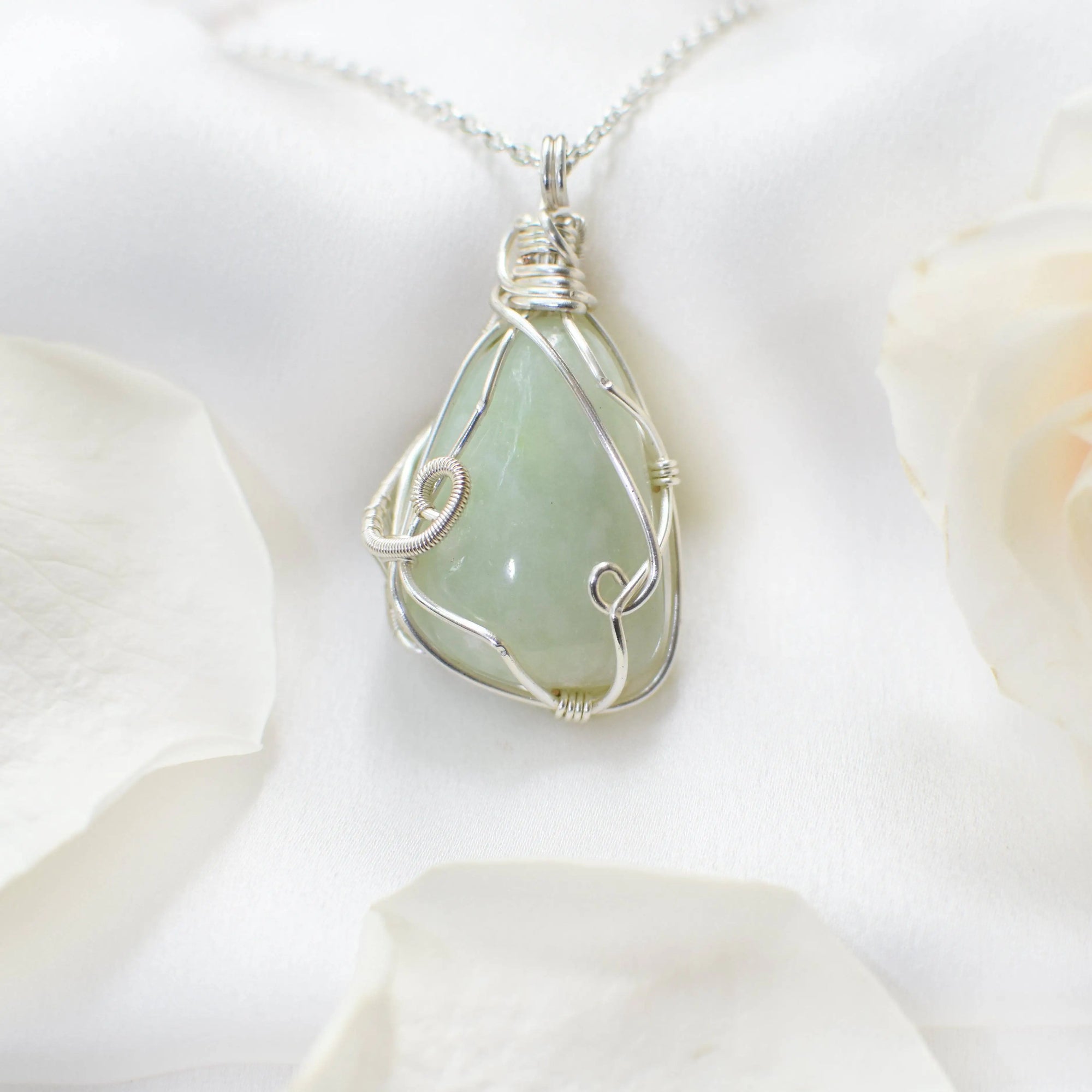 Raw Light Green Jade Necklace DesignsbyNatureGems