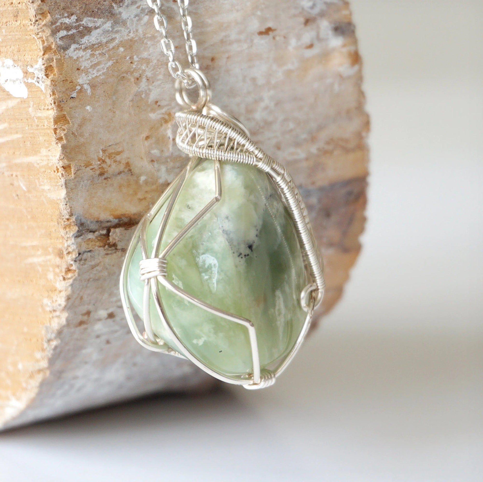 Raw Light Green Jade Necklace DesignsbyNatureGems