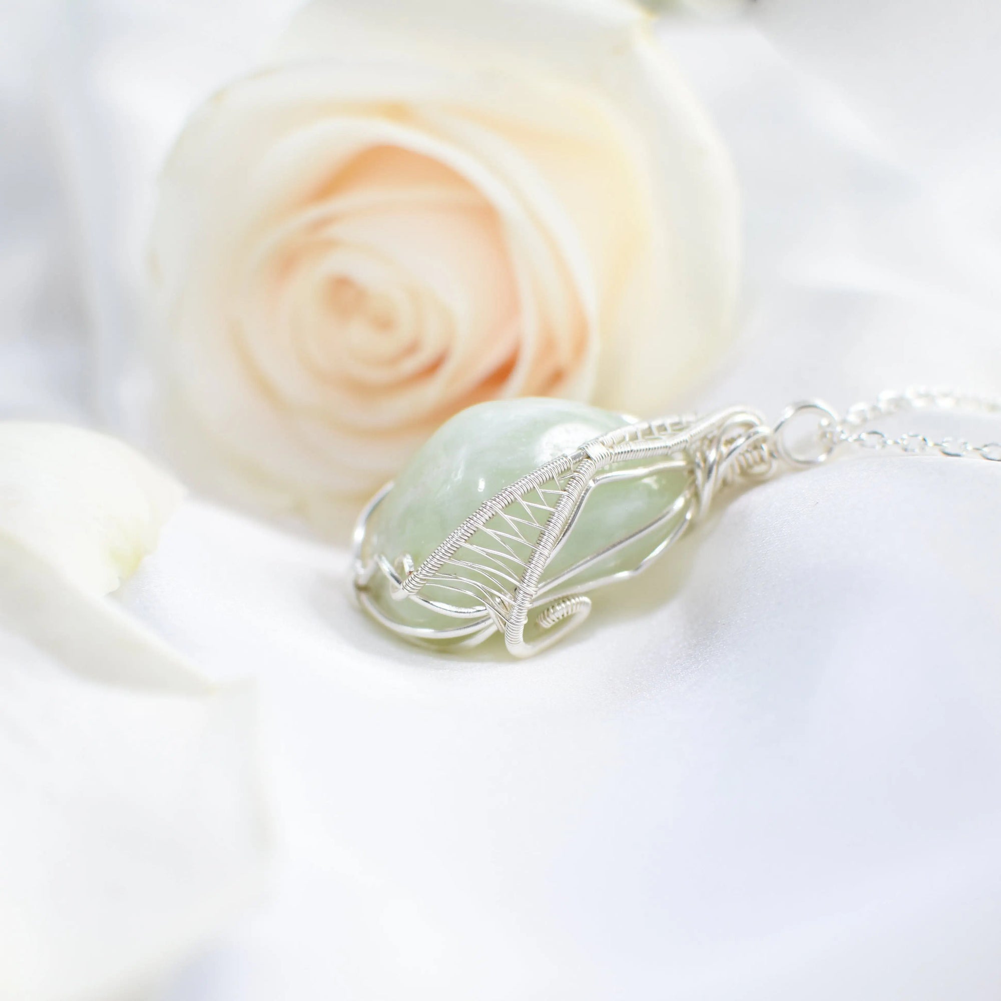 Raw Light Green Jade Necklace DesignsbyNatureGems