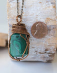 Raw Malachite Pendant Necklace - Antique Bronze DesignsbyNatureGems