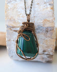 Raw Malachite Pendant Necklace - Antique Bronze DesignsbyNatureGems