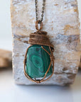 Raw Malachite Pendant Necklace - Antique Bronze DesignsbyNatureGems