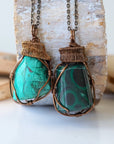 Raw Malachite Pendant Necklace - Antique Bronze DesignsbyNatureGems