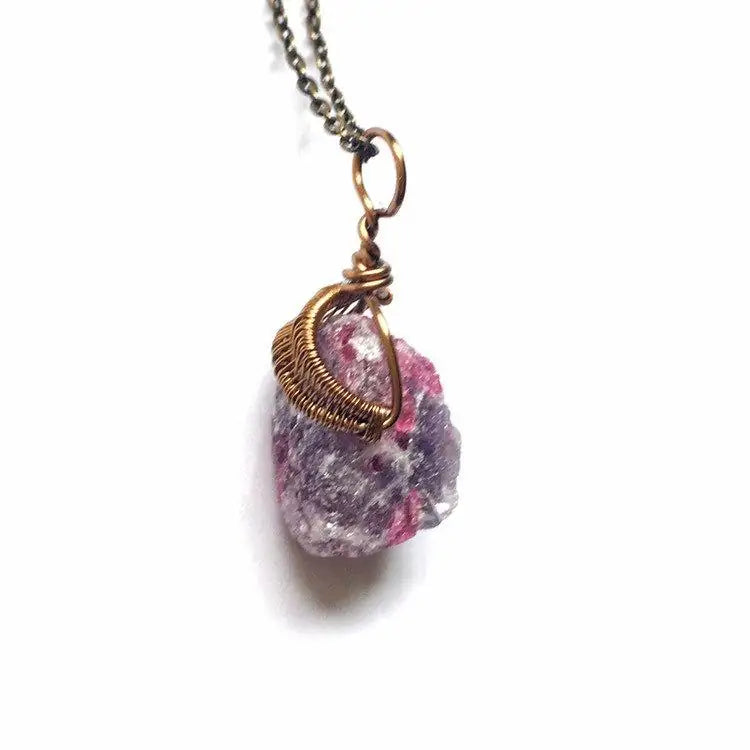 Raw Pink Tourmaline Necklace - October Birthstone DesignsbyNatureGems