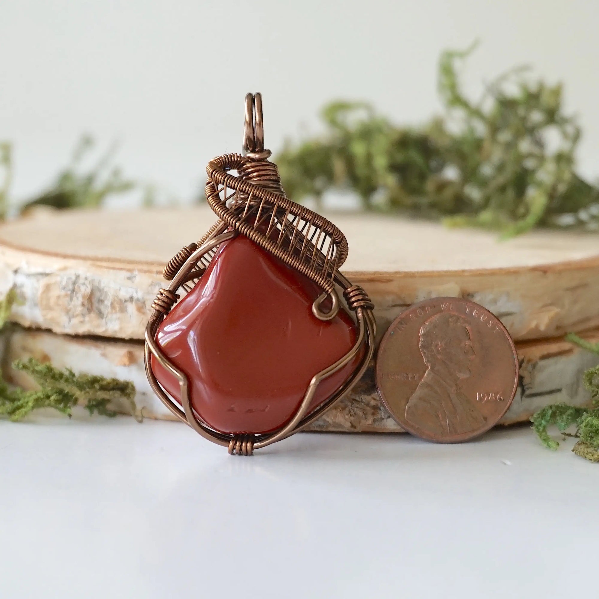 Raw Red Jasper Crystal Pendant - 24 Inch Necklace DesignsbyNatureGems