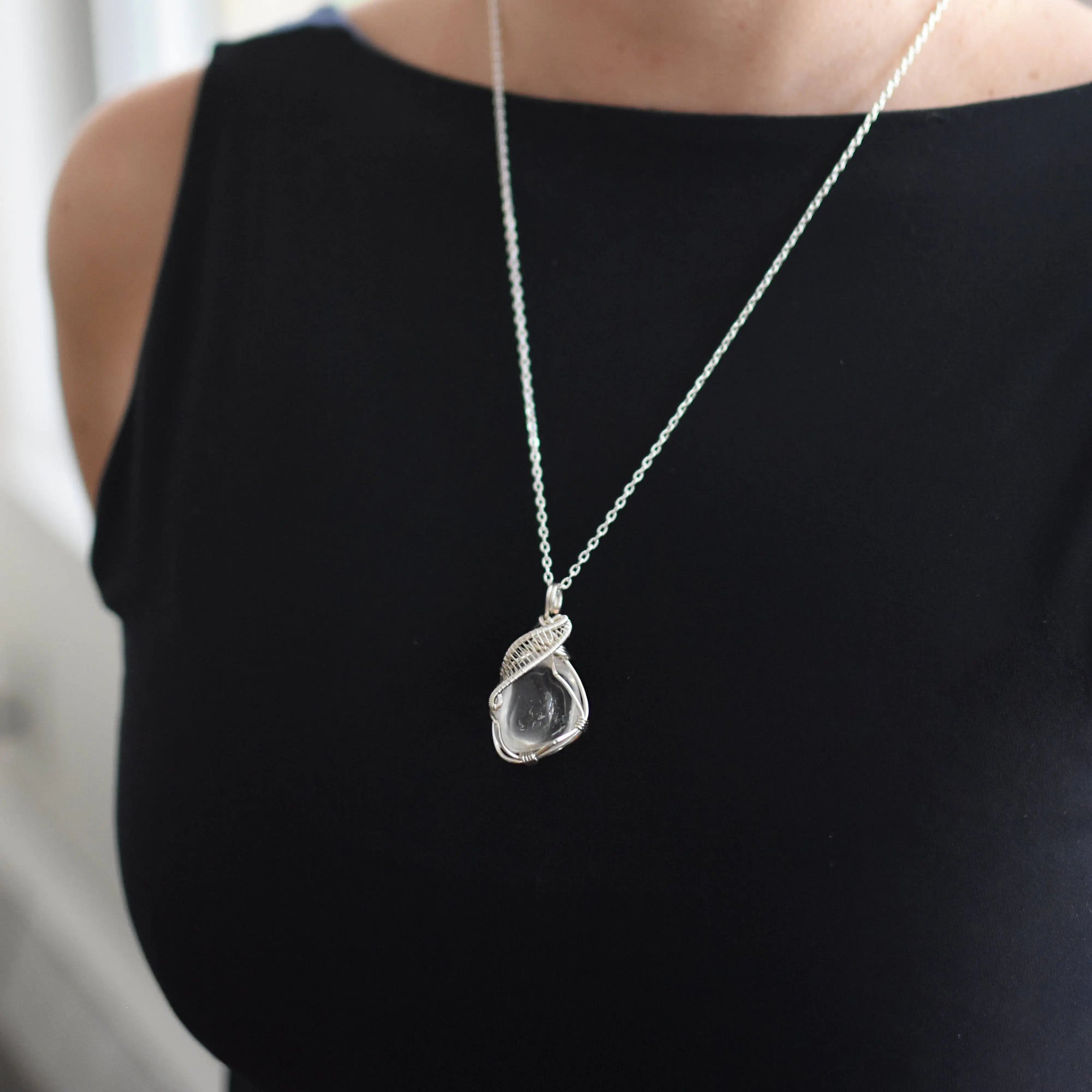 Rock Crystal Silver Pendant Necklace (Clear Quartz) DesignsbyNatureGems
