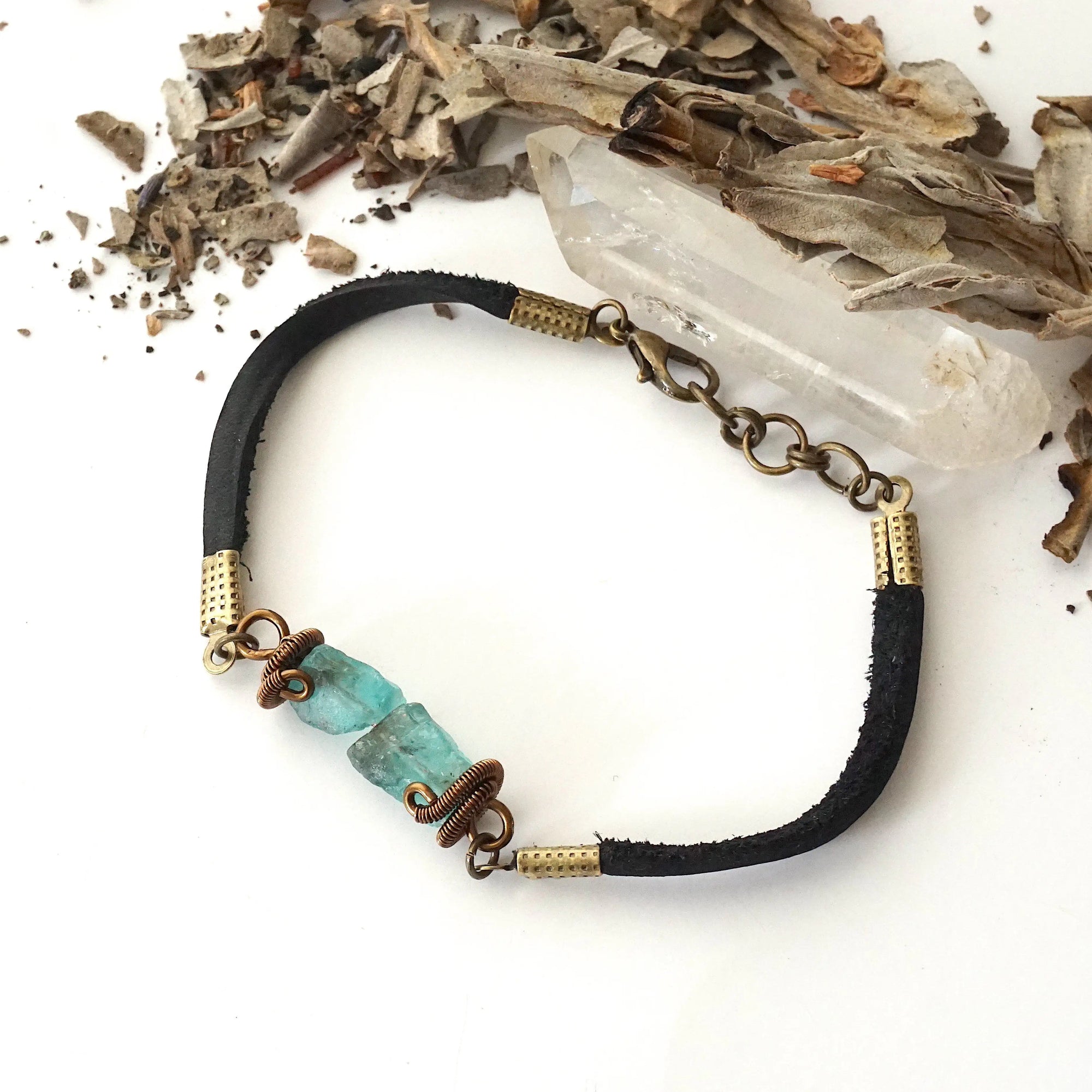 Rohan-Men's Blue Raw Apatite Bracelet Designs by Nature Gems