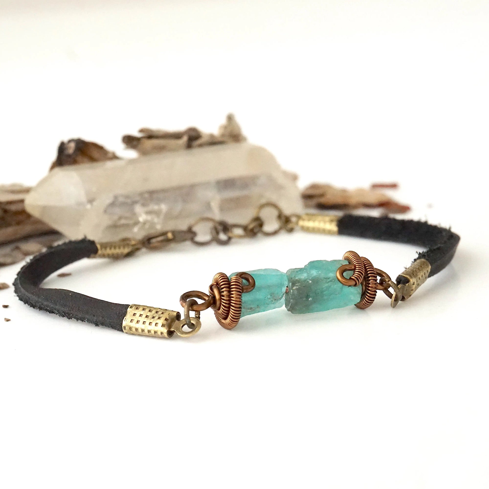 Rohan-Men's Blue Raw Apatite Bracelet Designs by Nature Gems