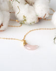 Rose Quartz Moon Charm Necklace - 14K Gold-Filled DesignsbyNatureGems