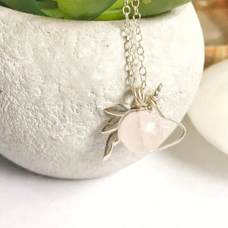 Rose Quartz Unicorn Necklace – Italian Sterling Silver DesignsbyNatureGems