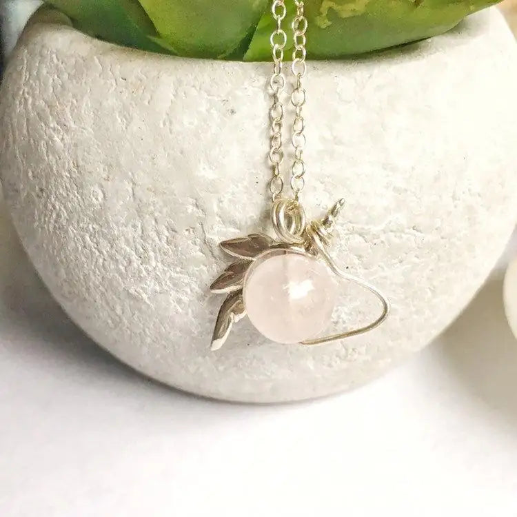 Rose Quartz Unicorn Necklace – Italian Sterling Silver DesignsbyNatureGems