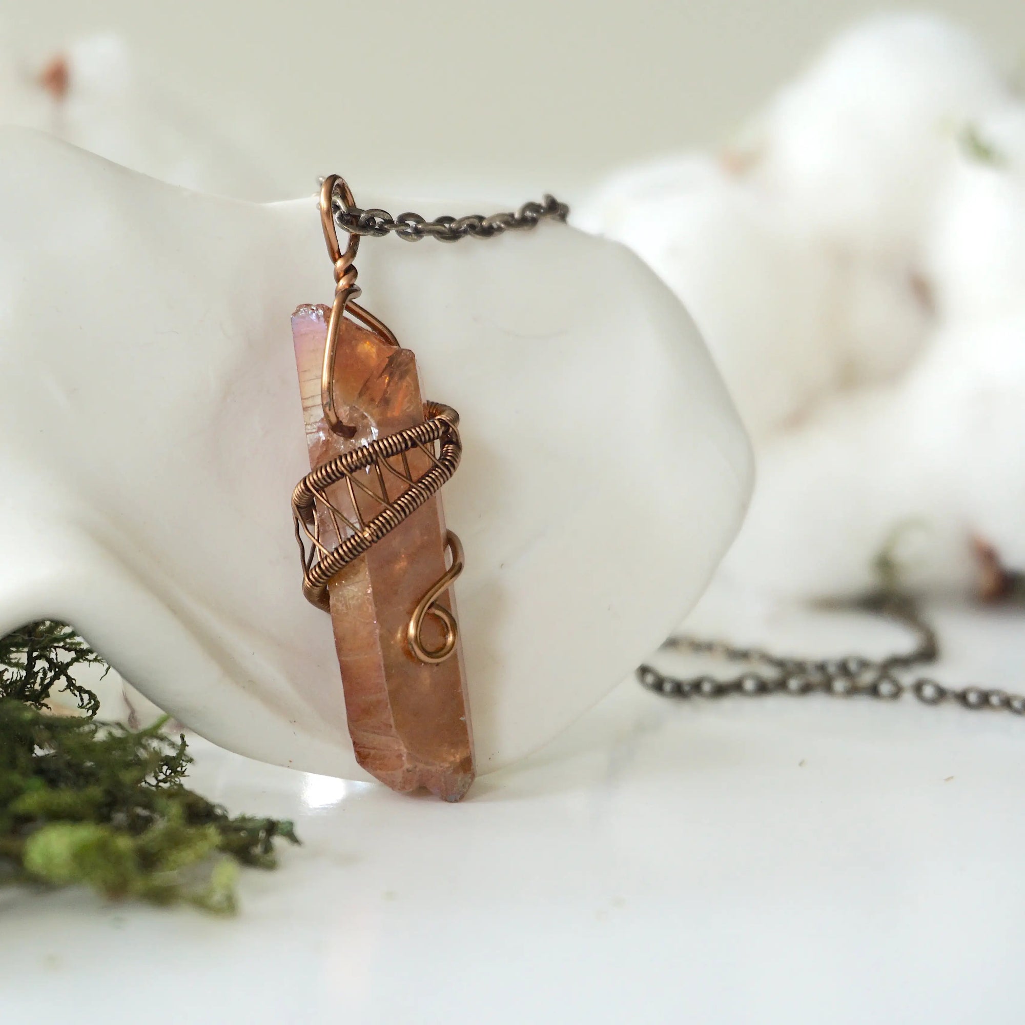 Ruby Aura Quartz - Antique Bronze Necklace Designs by Nature Gems