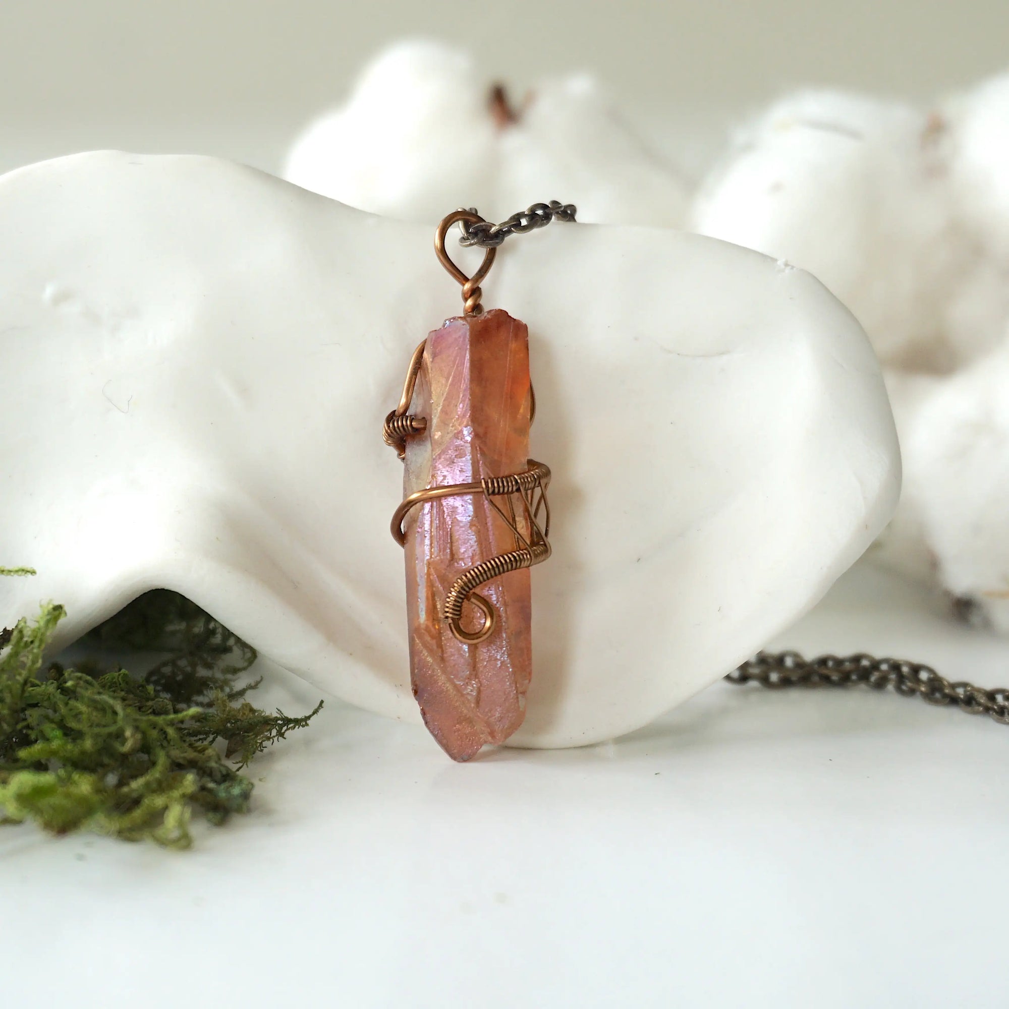 Ruby Aura Quartz - Antique Bronze Necklace Designs by Nature Gems