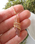 Ruby Aura Quartz - Gold Wire Wrapped Necklace Designs by Nature Gems