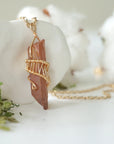 Ruby Aura Quartz - Gold Wire Wrapped Necklace Designs by Nature Gems