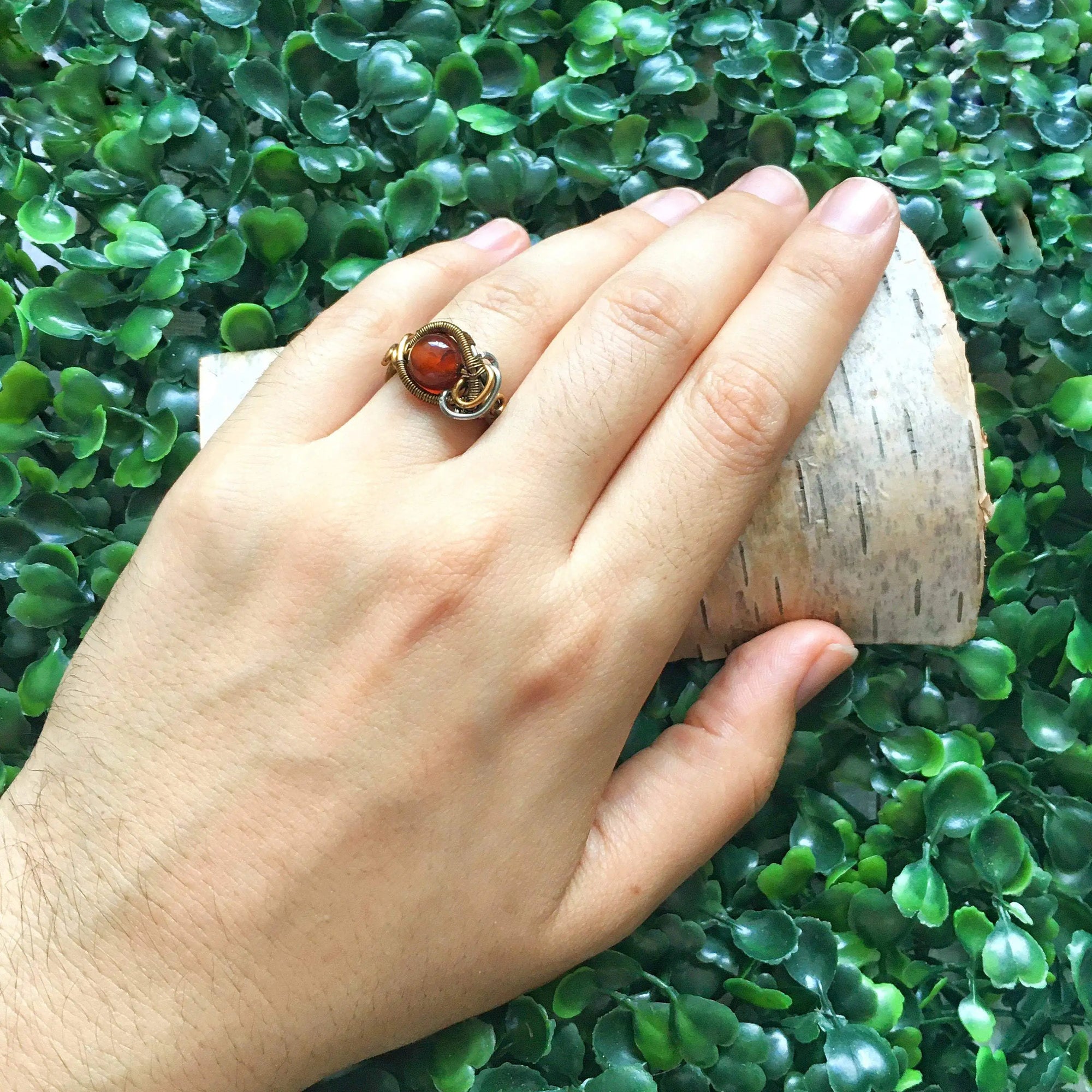 Sardonyx Crystal Ring in Dark Silver and Antique Bronze DesignsbyNatureGems
