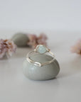 Back side angle of silver aquamarine ring, handcrafted wire wrapping, Designs by Nature Gems