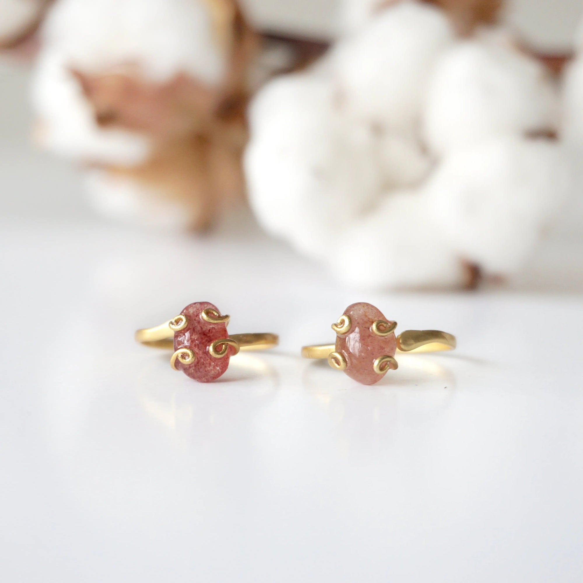 Strawberry Quartz - Adjustable Ring - 14k Gold Filled Designs by Nature Gems