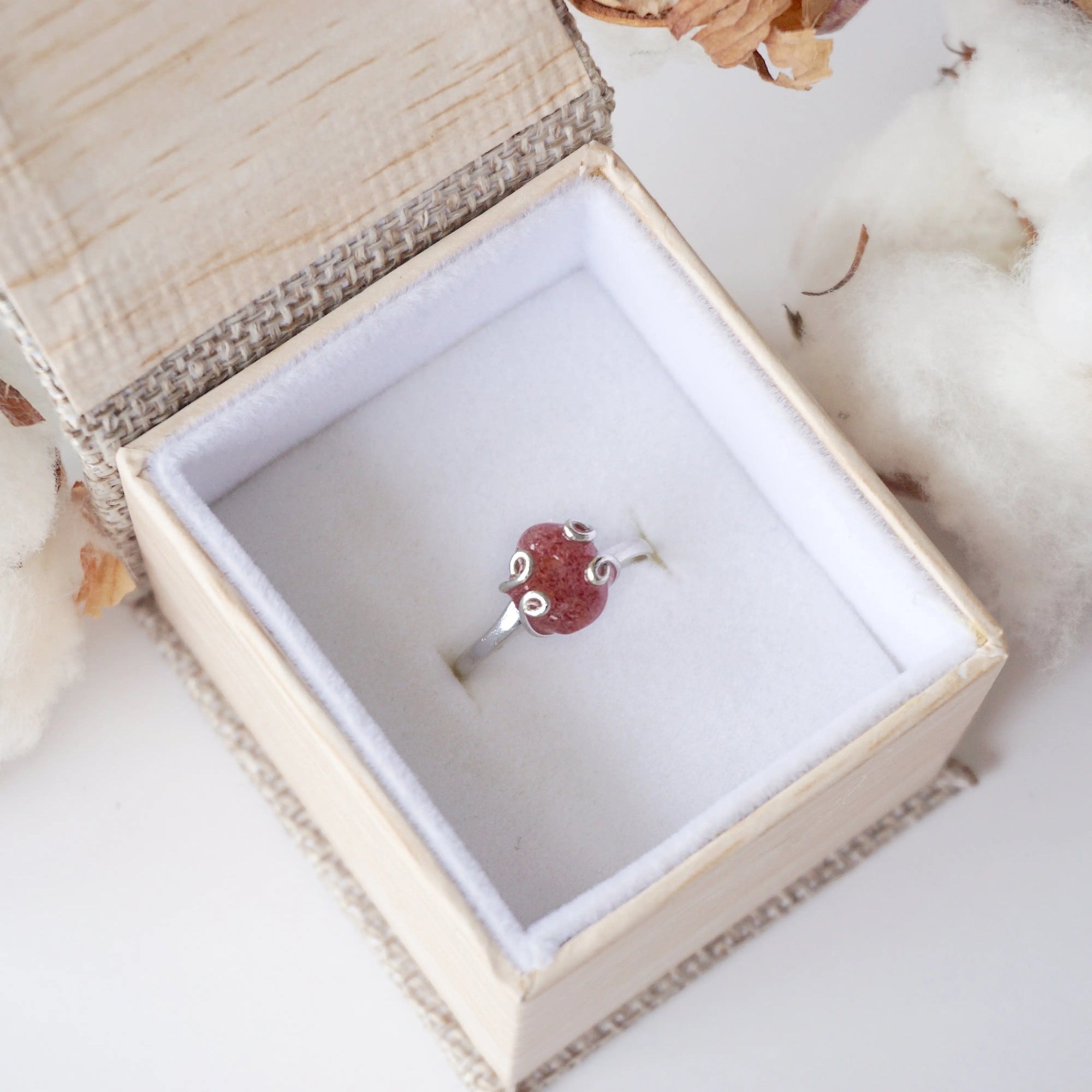 Strawberry Quartz - Adjustable Ring - Sterling Silver Designs by Nature Gems